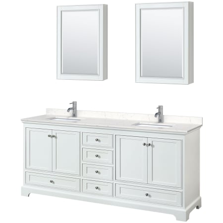 A large image of the Wyndham Collection WCS202080D-VCA-MED White / Carrara Cultured Marble Top / Polished Chrome Hardware