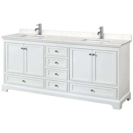 A large image of the Wyndham Collection WCS202080D-VCA-MXX White / Carrara Cultured Marble Top / Polished Chrome Hardware