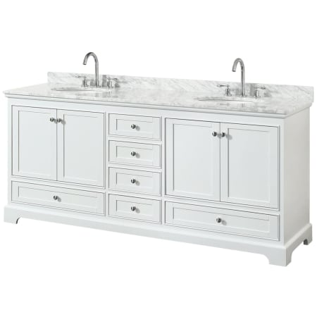 A large image of the Wyndham Collection WCS202080DCMUNOMXX White / White Carrara Marble Top / Polished Chrome Hardware