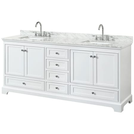 A large image of the Wyndham Collection WCS202080DCMUNSMXX White / White Carrara Marble Top / Polished Chrome Hardware