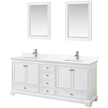 A large image of the Wyndham Collection WCS202080D-QTZ-UNSM24 White / Giotto Quartz Top / Polished Chrome Hardware