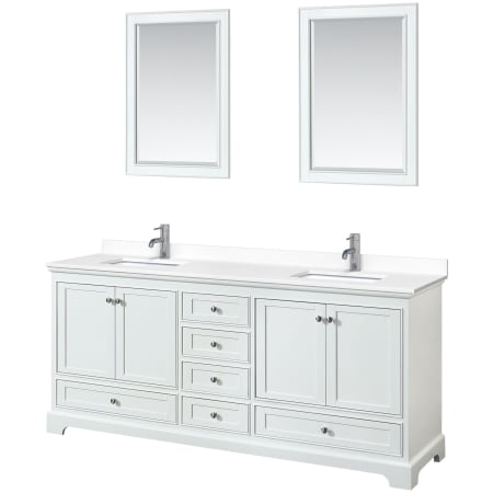 A large image of the Wyndham Collection WCS202080D-VCA-M24 White / White Cultured Marble Top / Polished Chrome Hardware