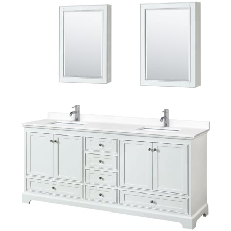 A large image of the Wyndham Collection WCS202080D-VCA-MED White / White Cultured Marble Top / Polished Chrome Hardware