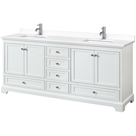 A large image of the Wyndham Collection WCS202080D-VCA-MXX White / White Cultured Marble Top / Polished Chrome Hardware