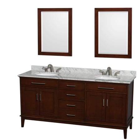 A large image of the Wyndham Collection WCV161672DUNRM24 Dark Chestnut / Carrera Top