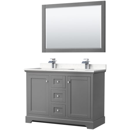 A large image of the Wyndham Collection WCV232348D-VCA-M46 Dark Gray / Carrara Cultured Marble Top / Polished Chrome Hardware