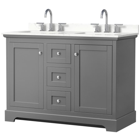 A large image of the Wyndham Collection WCV232348D-QTZ-US3MXX Dark Gray / Giotto Quartz Top / Polished Chrome Hardware