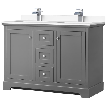 A large image of the Wyndham Collection WCV232348D-VCA-MXX Dark Gray / White Cultured Marble Top / Polished Chrome Hardware
