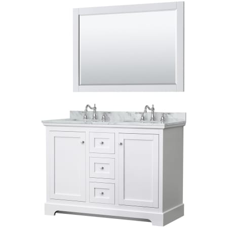 A large image of the Wyndham Collection WCV232348DCMUNOM46 White / White Carrara Marble Top / Polished Chrome Hardware