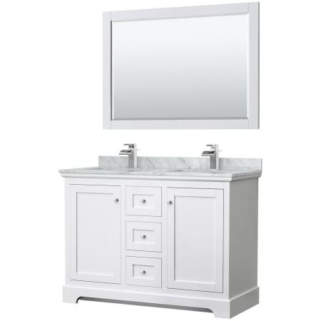 A large image of the Wyndham Collection WCV232348DCMUNSM46 White / White Carrara Marble Top / Polished Chrome Hardware