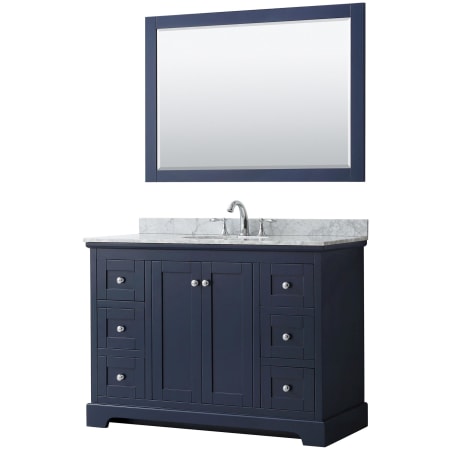 A large image of the Wyndham Collection WCV232348SCMUNOM46 Dark Blue / Polished Chrome Hardware