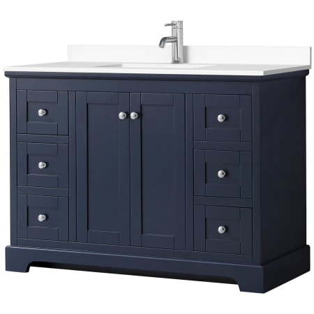A large image of the Wyndham Collection WCV232348S-VCA-MXX Dark Blue / White Cultured Marble Top / Polished Chrome Hardware