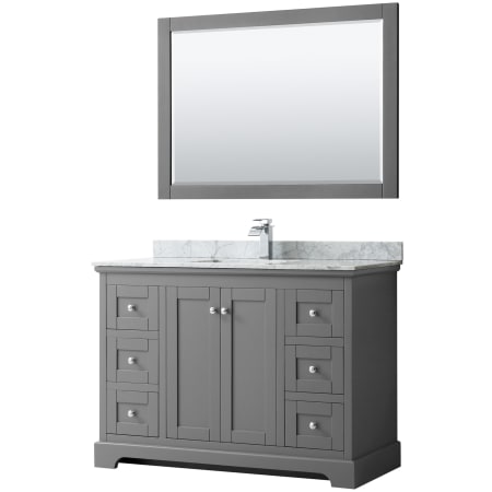 A large image of the Wyndham Collection WCV232348SCMUNSM46 Dark Gray / White Carrara Marble Top / Polished Chrome Hardware