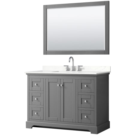 A large image of the Wyndham Collection WCV232348S-QTZ-US3M46 Dark Gray / Giotto Quartz Top / Polished Chrome Hardware