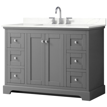 A large image of the Wyndham Collection WCV232348S-QTZ-US3MXX Dark Gray / Giotto Quartz Top / Polished Chrome Hardware
