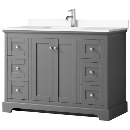 A large image of the Wyndham Collection WCV232348S-VCA-MXX Dark Gray / White Cultured Marble Top / Polished Chrome Hardware