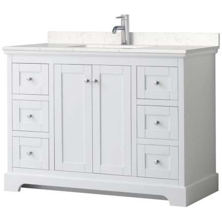 A large image of the Wyndham Collection WCV232348S-VCA-MXX White / Carrara Cultured Marble Top / Polished Chrome Hardware