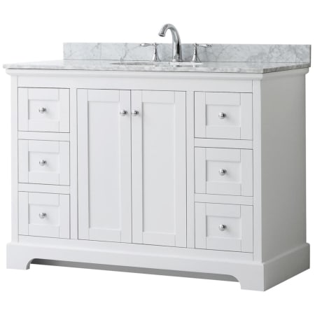 A large image of the Wyndham Collection WCV232348SCMUNOMXX White / White Carrara Marble Top / Polished Chrome Hardware