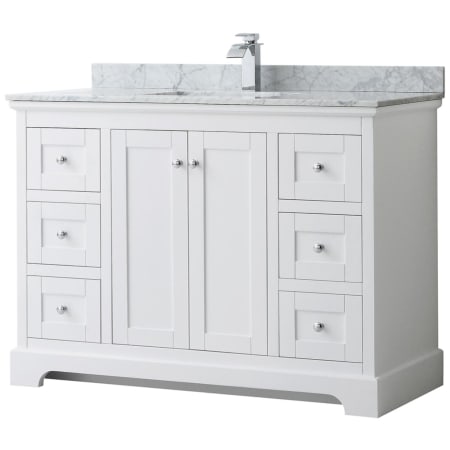 A large image of the Wyndham Collection WCV232348SCMUNSMXX White / White Carrara Marble Top / Polished Chrome Hardware