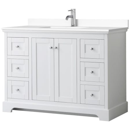 A large image of the Wyndham Collection WCV232348S-VCA-MXX White / White Cultured Marble Top / Polished Chrome Hardware