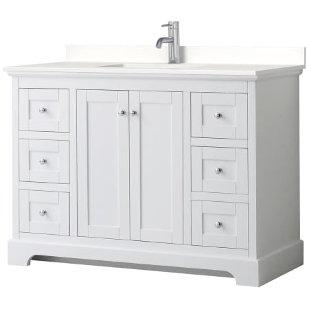 A large image of the Wyndham Collection WCV232348S-QTZ-UNSMXX White / White Quartz Top / Polished Chrome Hardware