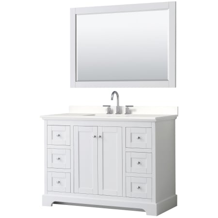 A large image of the Wyndham Collection WCV232348S-QTZ-US3M46 White / White Quartz Top / Polished Chrome Hardware