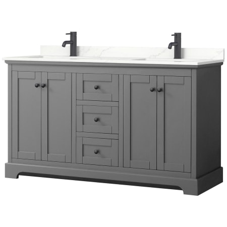 A large image of the Wyndham Collection WCV232360D-QTZ-UNSMXX Dark Gray / Giotto Quartz Top / Matte Black Hardware