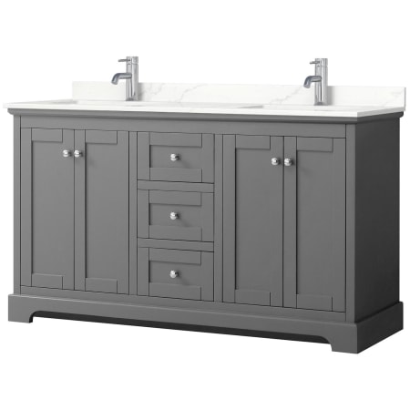 A large image of the Wyndham Collection WCV232360D-QTZ-UNSMXX Dark Gray / Giotto Quartz Top / Polished Chrome Hardware