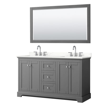 A large image of the Wyndham Collection WCV232360D-QTZ-US3M58 Dark Gray / Giotto Quartz Top / Polished Chrome Hardware