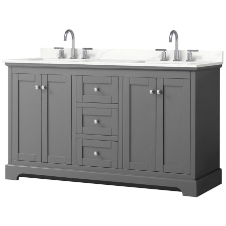 A large image of the Wyndham Collection WCV232360D-QTZ-US3MXX Dark Gray / Giotto Quartz Top / Polished Chrome Hardware