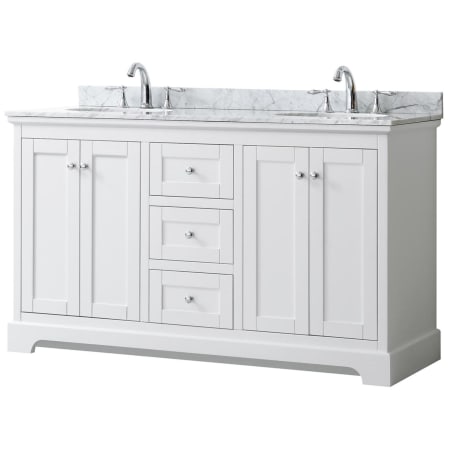 A large image of the Wyndham Collection WCV232360DCMUNOMXX White / White Carrara Marble Top / Polished Chrome Hardware