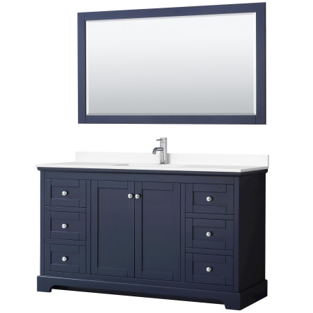 A large image of the Wyndham Collection WCV232360S-VCA-M58 Dark Blue / White Cultured Marble Top / Polished Chrome Hardware