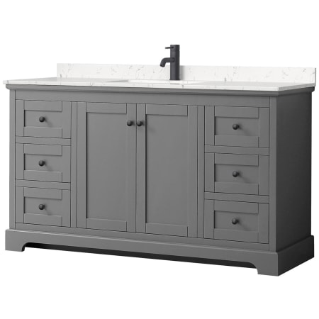 A large image of the Wyndham Collection WCV232360S-VCA-MXX Dark Gray / Carrara Cultured Marble Top / Matte Black Hardware