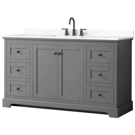 A large image of the Wyndham Collection WCV232360S-QTZ-US3MXX Dark Gray / Giotto Quartz Top / Matte Black Hardware