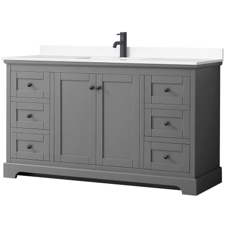 A large image of the Wyndham Collection WCV232360S-VCA-MXX Dark Gray / White Cultured Marble Top / Matte Black Hardware