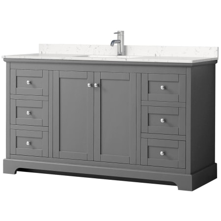 A large image of the Wyndham Collection WCV232360S-VCA-MXX Dark Gray / Carrara Cultured Marble Top / Polished Chrome Hardware