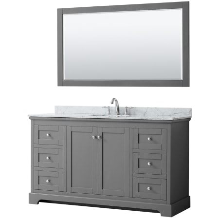 A large image of the Wyndham Collection WCV232360SCMUNOM58 Dark Gray / White Carrara Marble Top / Polished Chrome Hardware