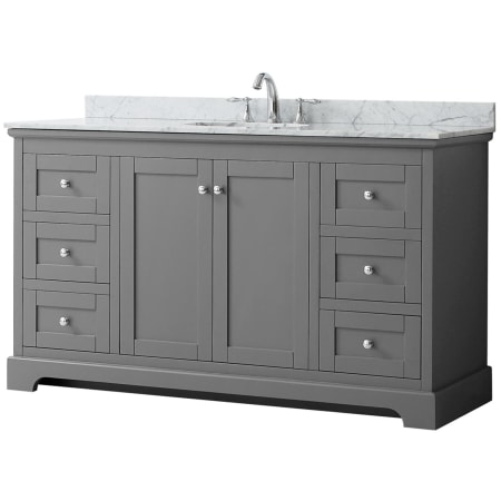 A large image of the Wyndham Collection WCV232360SCMUNOMXX Dark Gray / White Carrara Marble Top / Polished Chrome Hardware