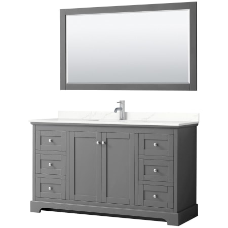 A large image of the Wyndham Collection WCV232360S-QTZ-UNSM58 Dark Gray / Giotto Quartz Top / Polished Chrome Hardware