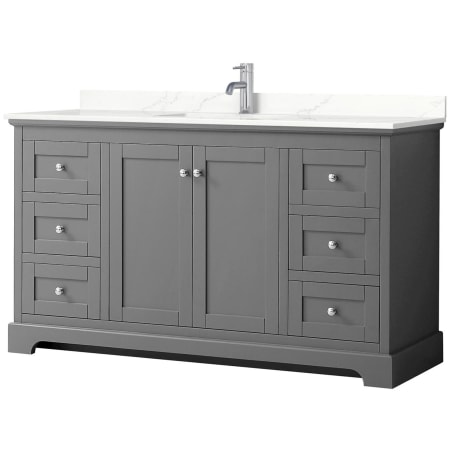 A large image of the Wyndham Collection WCV232360S-QTZ-UNSMXX Dark Gray / Giotto Quartz Top / Polished Chrome Hardware