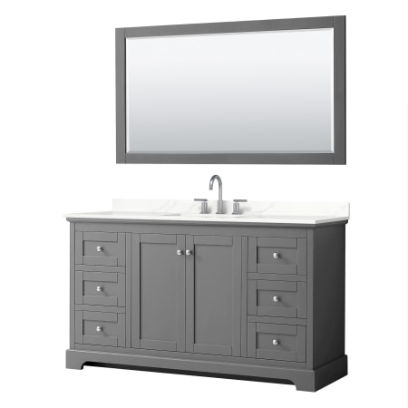 A large image of the Wyndham Collection WCV232360S-QTZ-US3M58 Dark Gray / Giotto Quartz Top / Polished Chrome Hardware