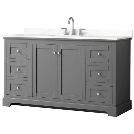 A large image of the Wyndham Collection WCV232360S-QTZ-US3MXX Dark Gray / Giotto Quartz Top / Polished Chrome Hardware