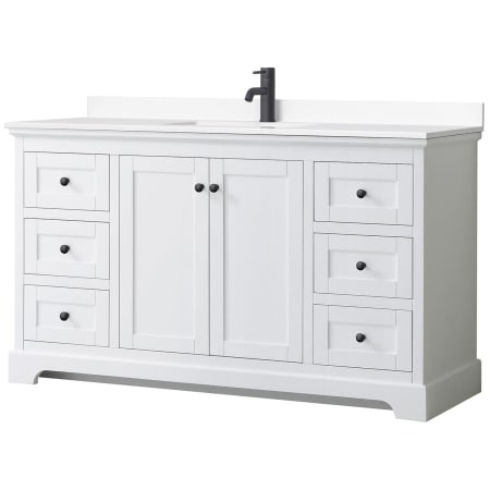 A large image of the Wyndham Collection WCV232360S-VCA-MXX White / White Cultured Marble Top / Matte Black Hardware