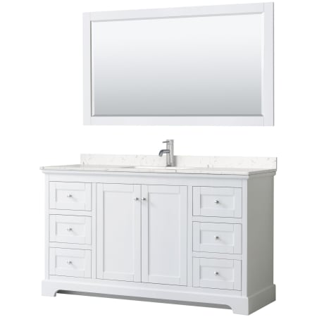 A large image of the Wyndham Collection WCV232360S-VCA-M58 White / Carrara Cultured Marble Top / Polished Chrome Hardware