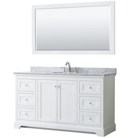 A large image of the Wyndham Collection WCV232360SCMUNOM58 White / White Carrara Marble Top / Polished Chrome Hardware