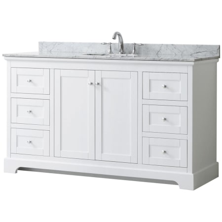 A large image of the Wyndham Collection WCV232360SCMUNOMXX White / White Carrara Marble Top / Polished Chrome Hardware
