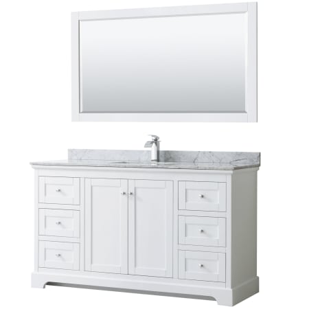 A large image of the Wyndham Collection WCV232360SCMUNSM58 White / White Carrara Marble Top / Polished Chrome Hardware