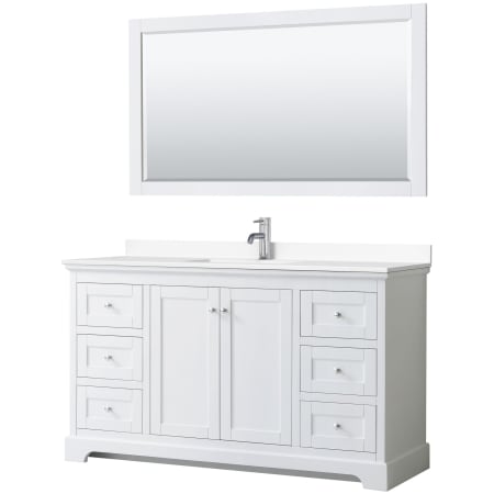 A large image of the Wyndham Collection WCV232360S-VCA-M58 White / White Cultured Marble Top / Polished Chrome Hardware