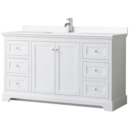 A large image of the Wyndham Collection WCV232360S-VCA-MXX White / White Cultured Marble Top / Polished Chrome Hardware