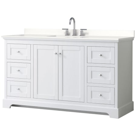 A large image of the Wyndham Collection WCV232360S-QTZ-US3MXX White / White Quartz Top / Polished Chrome Hardware